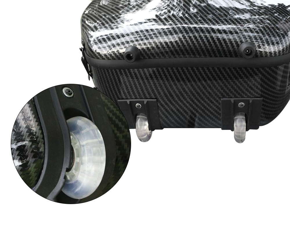 4/4 Full Size Cello Case Hard Mixed Carbon Fiber Strong & Ultralight Cello Box ca. 4.0 kg with Strong Handle & 2 Bow Holders & Back Straps & Wheels (Black)