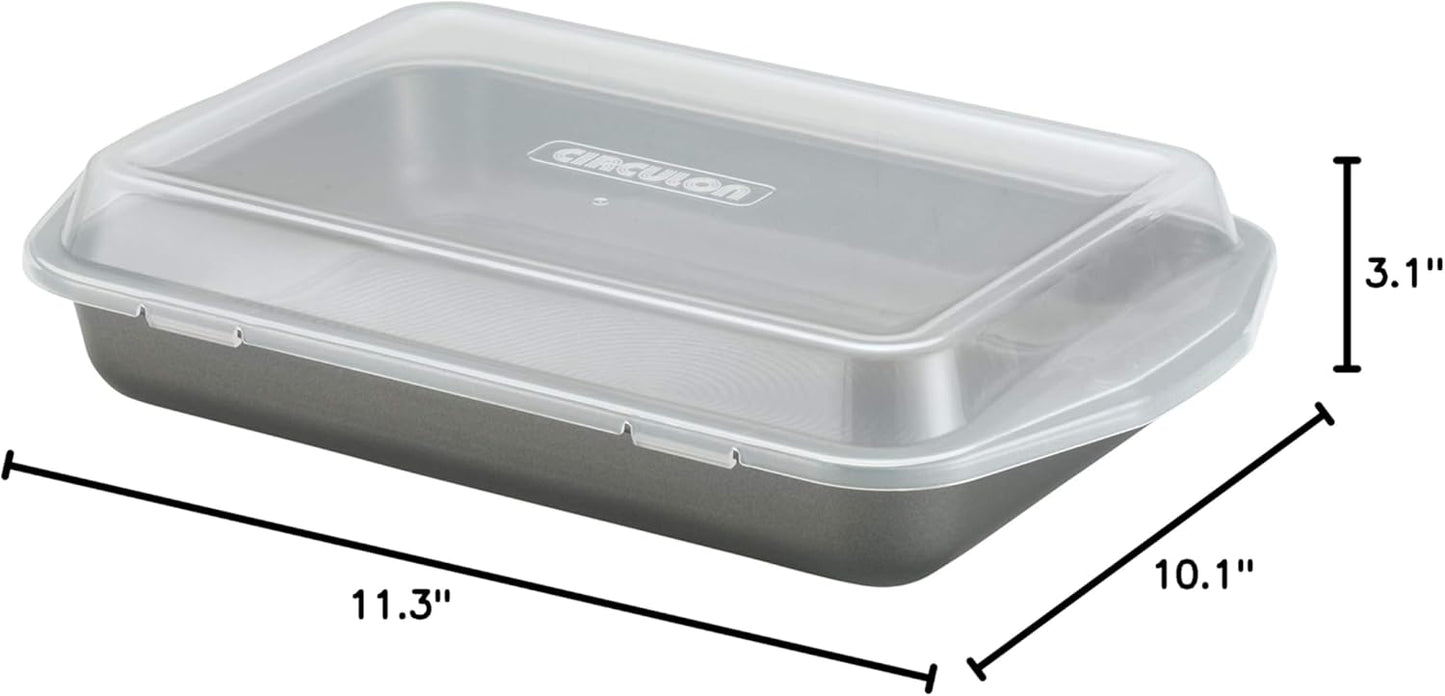 Circulon Total Nonstick Baking Pan with Lid, Rectangle 9 Inch x 13 Inch, Gray Nonstick Cake Pan