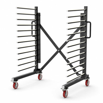 Vazcor Paint Drying Rack,15-Tier Heavy-Duty Steel Drying Painting Rack for Cabinet Doors, Adjustable Width 12 to 58 Inch,110 lbs Per Shelf,Black Drying Rack with Lockable Wheels for Paint Shops