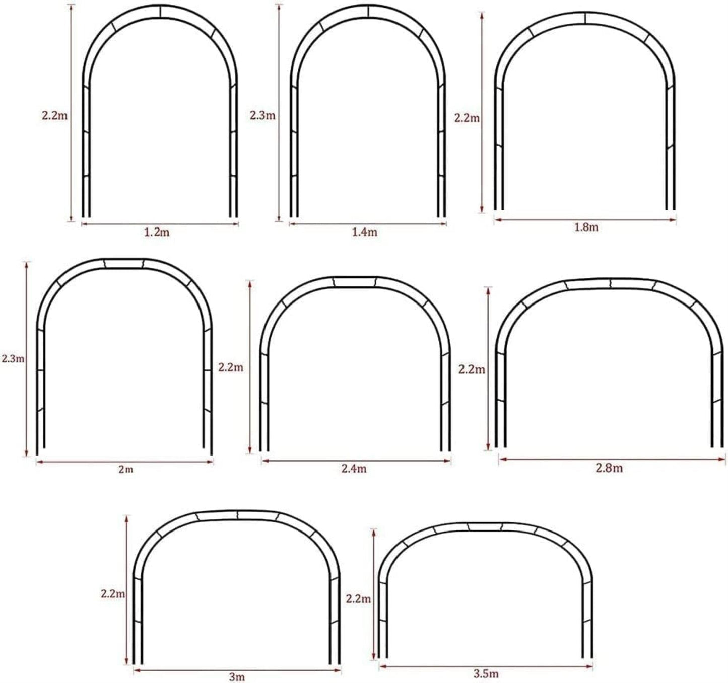 Metal Garden Wedding Arch Wide Plants Stand Ues for Outdoor Garden Arbor Climbing Plants Wedding Arches Ceremony,Green,W3M*H2.2M .2 (White W1.2M*H2.2M)