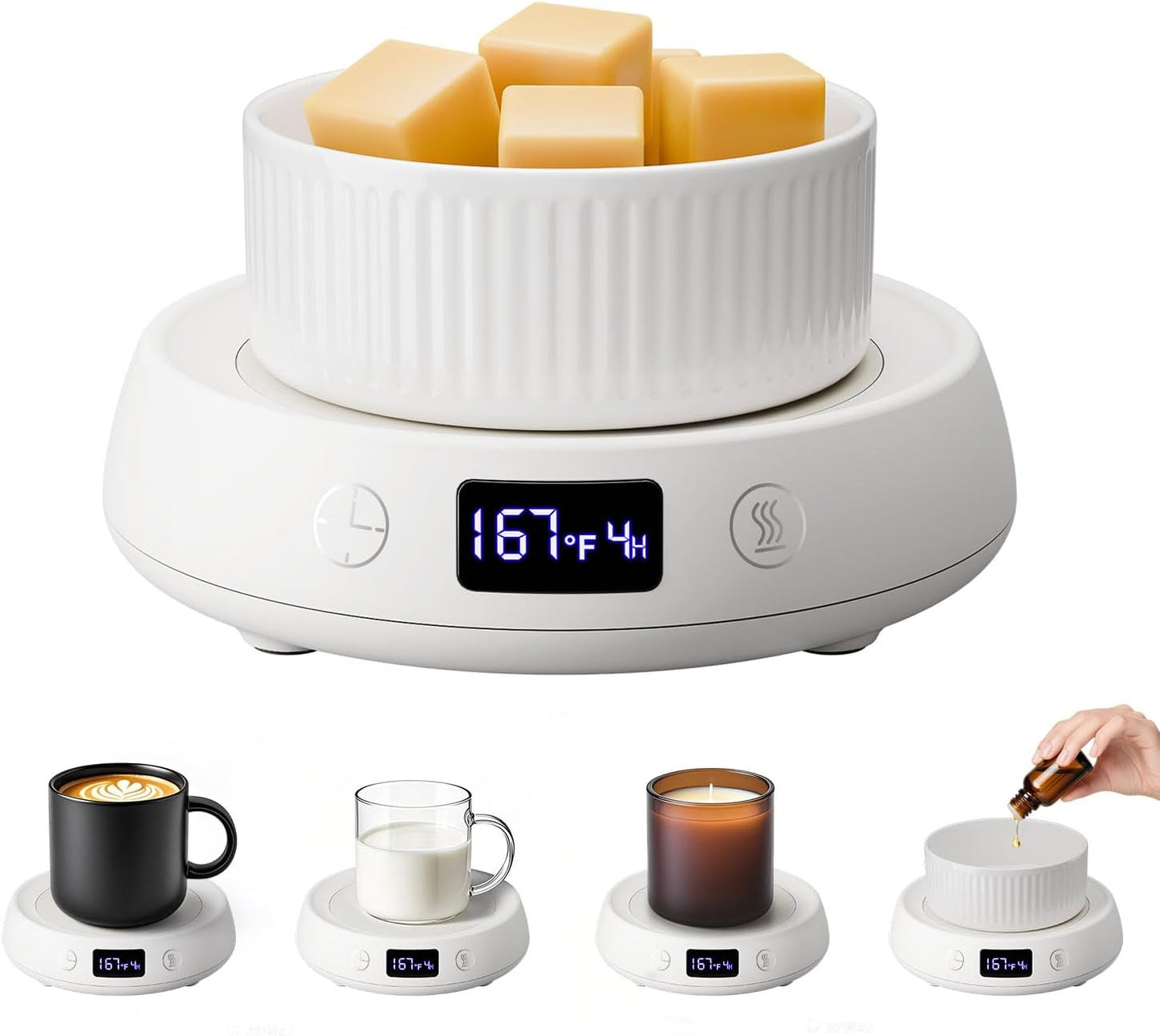 1-9H Coffee Mug Warmer for Desk with Auto Shut Off, Electric Cup Candle Wax Melter Warmer with Timer, Smart Mug Warmer