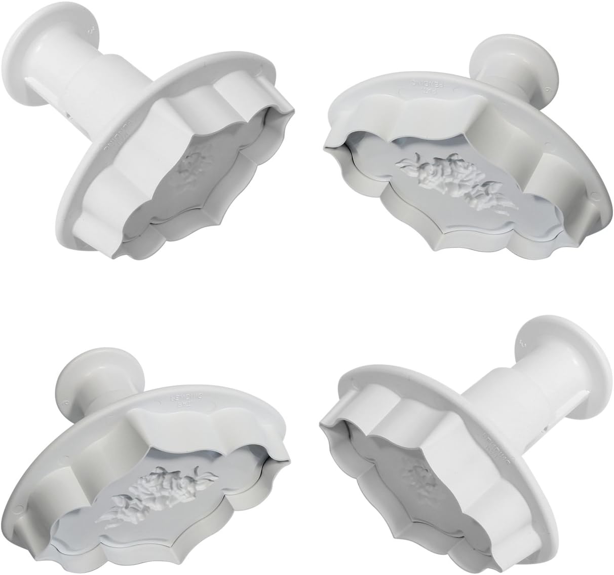 PME Creative Set of 4 Plaque Rose & Plain Embossing Plunger Cutters
