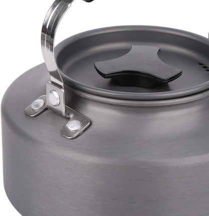Outdoor Camping Tea Kettle Teapot 1.1L, Portable Coffee Pot Picnic Set, Wood Stove Steamer for Hiking (Grey)