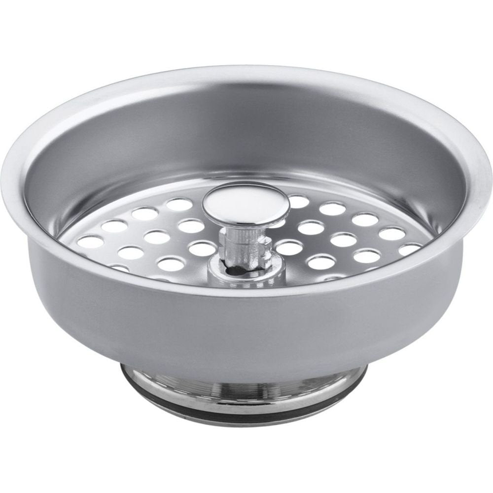 KOHLER K8803-CP Duostrainer Sink Strainer Basket, Removeable Stainless Steel Open/Close Stopper, Tight Seal, Polished Chrome