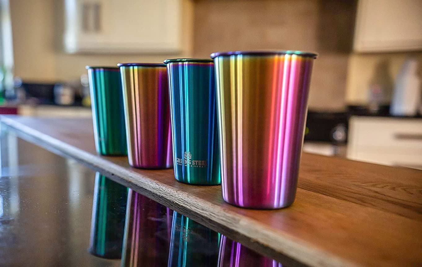 10oz Kids Cups – Stainless Steel Cups for Home, Party, Camping & Outdoor Activities – BPA Free, Unbreakable, Premium Stackable Metal Drinking Glasses for Children (4-Pack)