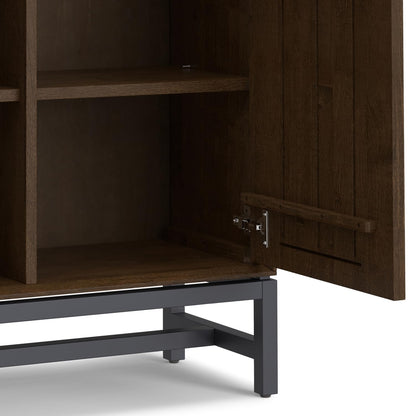 SIMPLIHOME Banting SOLID HARDWOOD 36 inch Wide Modern Industrial Entryway Storage Cabinet in Walnut Brown for the Living Room, Entryway and Family Room