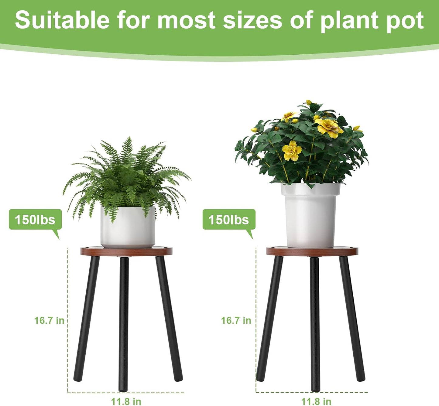 Vecxoty 16.7" Wood Plant Stands Indoor, Tall Plant Stand Outdoor Mid-Century Plant Stool, Single Plant Table Modern