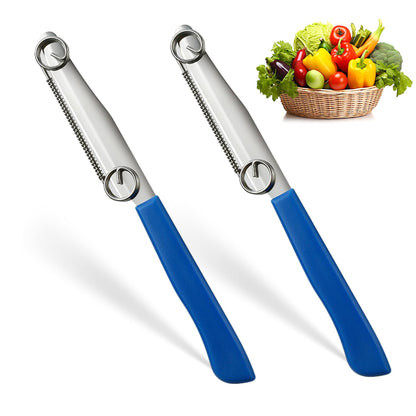 Quick Slicing Knife, New 3 in 1 Multifunctional Fruit Peeling Knife with Removable Spring, Kitchen Household Sharp Stainless Steel Fruit and Vegetable Fruit Slicing Knife (2pcs)