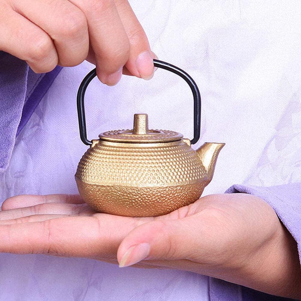 BESTonZON Mini Tea Kettle - Cast Iron Japanese Tetsubin Decorative Teapot for Loose Leaf Tea