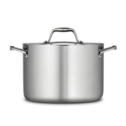 Tramontina Signature Tri-Ply Clad Stainless Steel 8-Quart Stock Pot with Lid, Induction-Ready Pasta Pot, Dishwasher-Safe, NSF-Certified, Made in Brazil