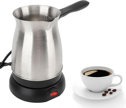 Yoidesu Turkish Coffee Maker, 600ml Coffee Warmer Pot, Ergonomic Handle, Stainless Steel Kettle for Home, Electric
