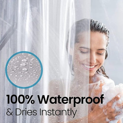 LiBa Waterproof Shower Curtain - Premium Non-Toxic PEVA with Rust-Proof Grommets | Clear 36x72 (Pack of 2)