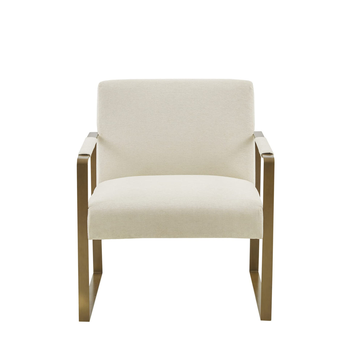 Martha Stewart Upholsterd Accent Chair Living Room Furniture - Modern Design, Comfortable Foam Seat Cushion Bedroom Lounge, Sophisticated Finished, Sturdy Frame, Cream/Gold, 28.5" W x 29" D x 32.5" H