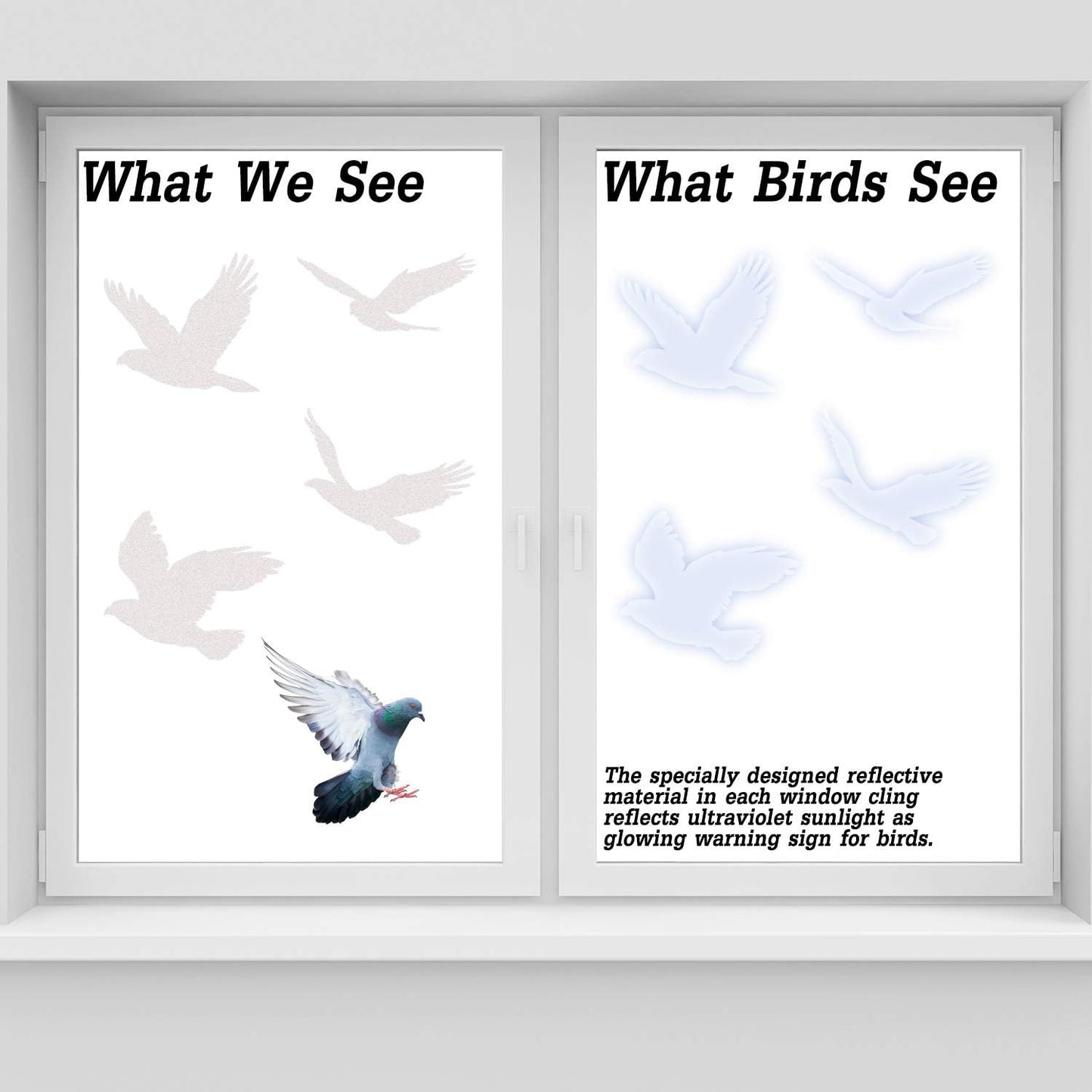Boao Large Size Anti-Collision Window Clings, Translucent/Dusted Bird Deterrent for Doors, Windows & Glass