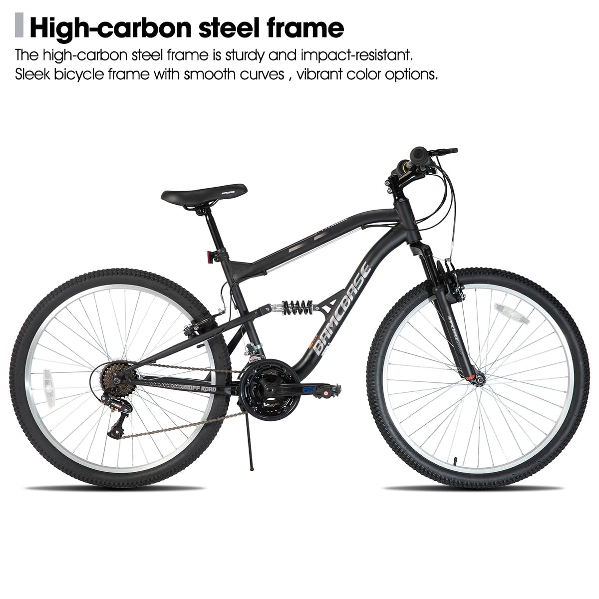 HH HILAND Full Suspension Mens Mountain Bike, 18 Speed, 26 Inch Wheel, Dual V Brake Bike for Men Womens Adult Bicycle