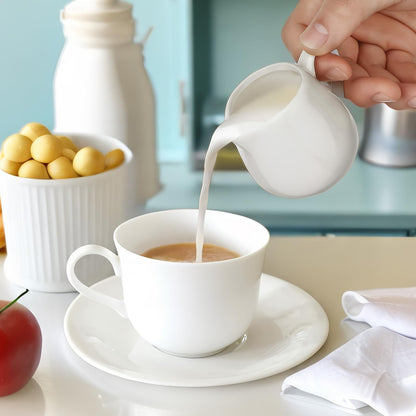 Set of 6 Ceramic Milk Frothing Pitchers 130ml/4.4oz Elegant Porcelain Creamer Drip-Free Spout, Perfect for Coffee Creations with Handle