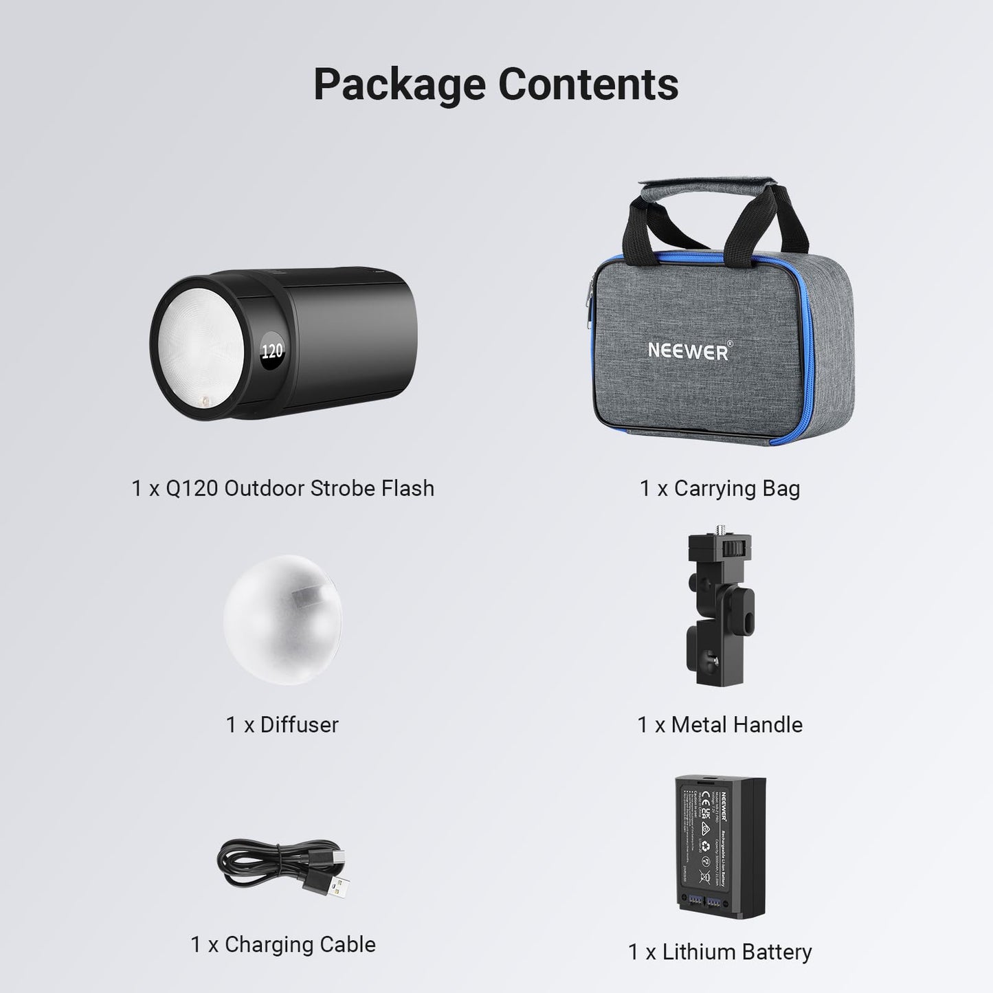 NEEWER 120Ws 2.4G TTL Outdoor Strobe Flash, Compatible with Godox, 1/8000s HSS Portable Studio Monolight with Modeling Light /3000mAh Battery/420 Flashes/1.5s Recycle for Photography Photoshoots, Q120