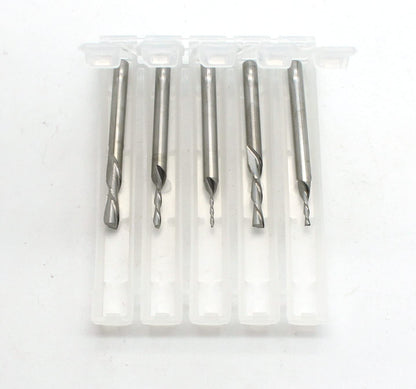 TEMO 5pc Carbide Downcut Inlay Router Bits Set 1/8, 3/32, 1/16, 3/64, and 1/32 Inch Diameter 1/8 Inch Shank, Ideal for Wood Carving, Slot Mortise, Engraving, Grinding