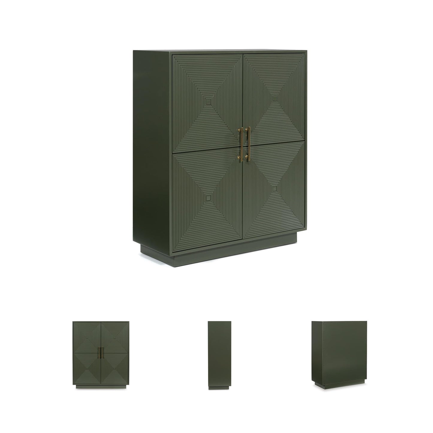 Signature Design by Ashley Geirwood Contemporary Accent Cabinet with Shelf and Geometric Pattern, Green