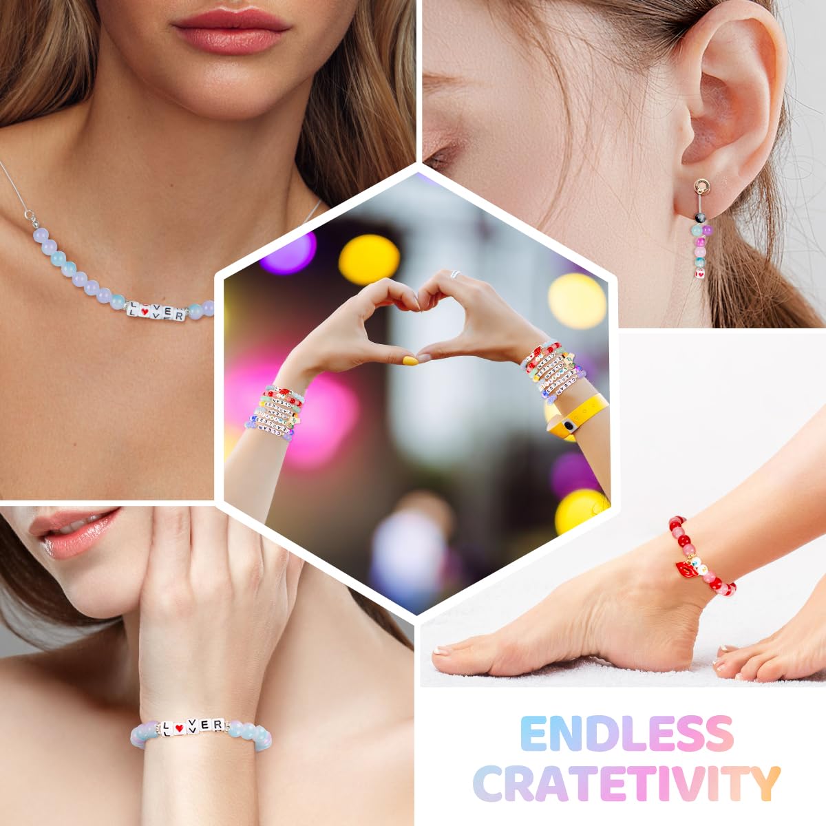 Goldwise Friendship Bracelet Kit - 2 Boxes with 24 Colors Glass(8mm) and Letter Beads (A-Z) for Jewelry Making, Varieties of Charms, Bracelet Making Kit, DIY Crafts for Gifts