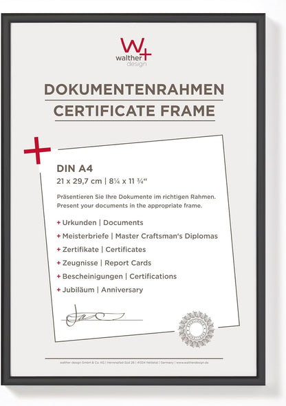 Walther Design KV130B Picture Frame, 8.25 x 11.75 inch (21 x 29.7 cm), Black