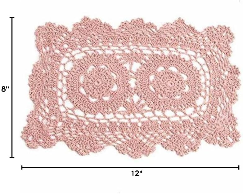 Factory Direct Craft Set of 4 Hand Crocheted Lace Doilies, Rectangle Rose, 12" L x 8" W
