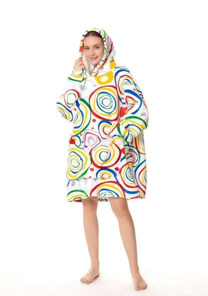 FAMWMGB Wearable Blanket Hoodie for Adults, Oversized Sherpa Fleece Sweatshirt Blanket with Sleeves and Pockets, Soft Cozy Hooded Blanket for Women and Men, Warm Flannel Lined for Winter Comfort