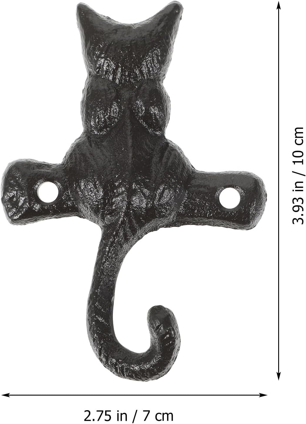 HOMSFOU 2pcs Cast Iron Cat Hook, Decorative Wall Mount Hook for Coat and Key Holder