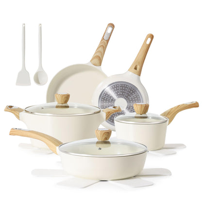 SENSARTE Ceramic Cookware Sets, Pots and Pans Set Non stick, Granite Induction Cookware, Non toxic Healthy Non Stick Kitchen Cooking Set, with Frying Pans Set, PFAS PTFE PFOA PFOS Free,14 Pcs