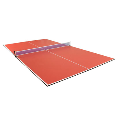 Hathaway 9 ft Quick Set Table Tennis Conversion Top – Regulation Sized, Foldable, Durable Engineered Surface, Protection Pads – Indoor Ping Pong Table Topper for Pool Table w/Net & Posts – Red