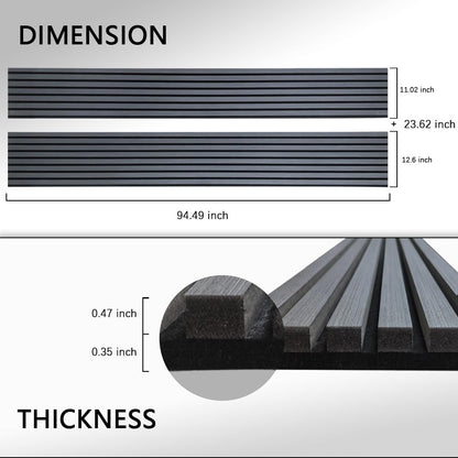 3D Fluted Sound Absorbing Acoustic Wood SLAT Wall Panels | Wall Panels for Interior Wall Decor | Luxury Wood Veneer Panel | 94.48 * 23.62in | 2PCS Coverage | Matte Black
