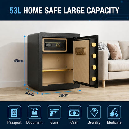 Asylosss 17.5" Tall Safe Box, 1.8 Cuft Fireproof Safe for Home with Hidden Lock Box, Anti-Theft Security Safe with Programmable Keypad Spare Keys, Digital Safety Box for Money Jewelry Documents