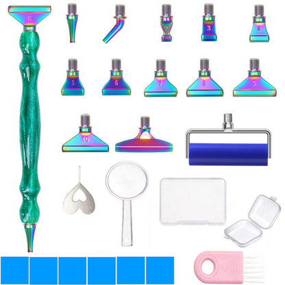 LEIYULY 25PCS Diamond Painting Pen, Diamond Painting Art Drill Bead Dot Pen Kit with 12 Threaded Metal Diamond Art Tips, 2 Storage Boxes,A 3X Magnifying Glass