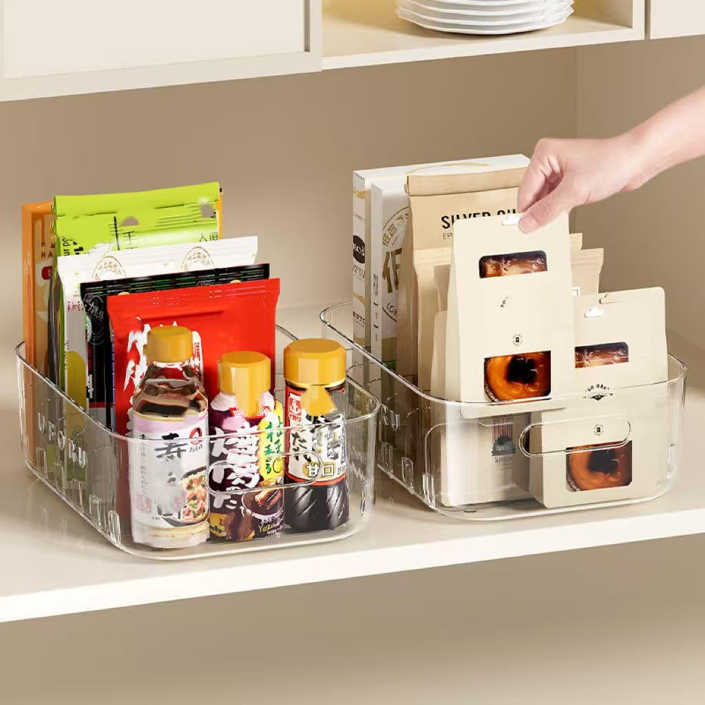 Reflygen Kitchen Organiser,Multi-Compartment Spice Packet Storage Box Suitable For Kitchen,Fridge And Spice,Tea Bag,Seasoning Packet Storage(Transparent)
