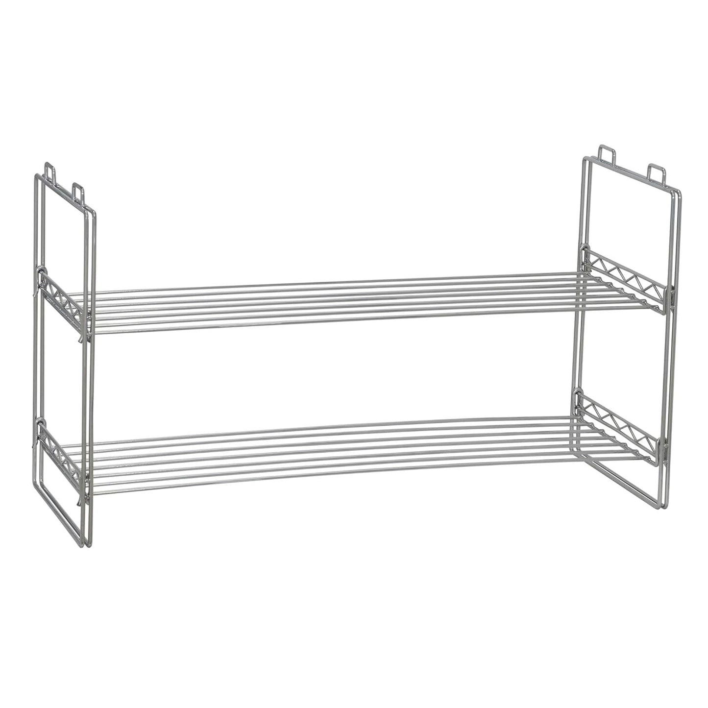 Two-Tier Chrome Shoe Rack - Stackable Storage Solution