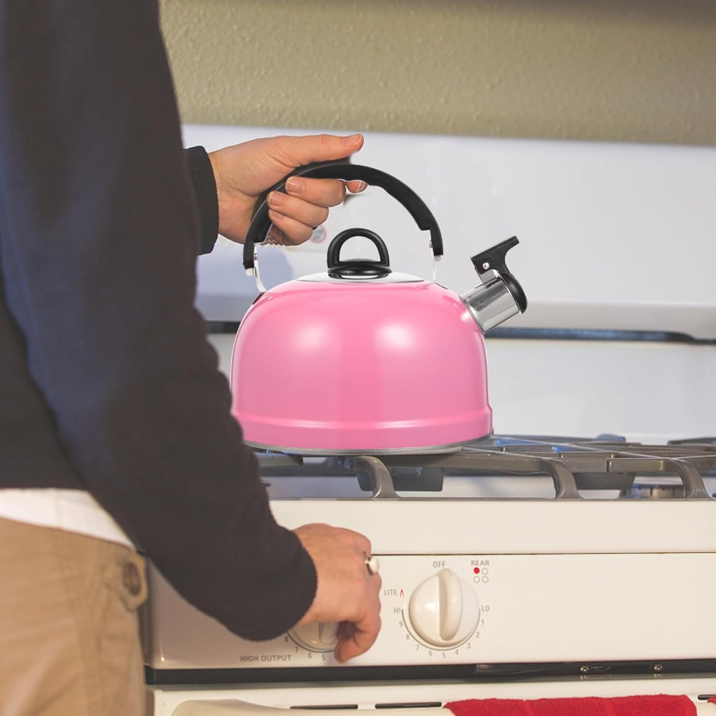 Lurrose Pink Teapot, Whistling Stainless Steel Tea Kettle for Home, Dorm, Apartment
