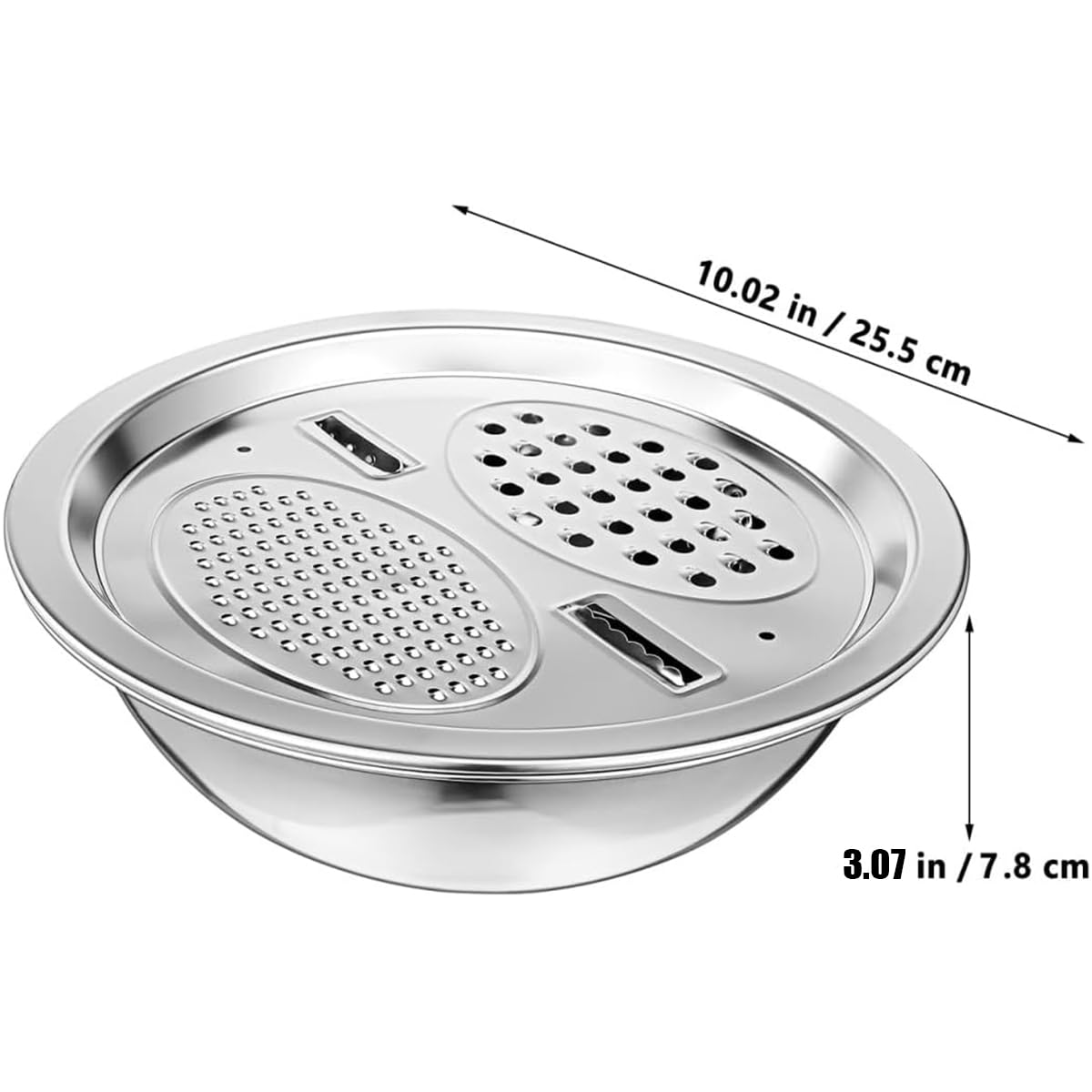 Stainless Steel Mixing Bowls Set, Grating Bowl, 3 in 1 Multifunctional Stainless Steel Basin Strainer Set with Grater, Strainer Drain Basket for Rinsing Draining Mixing (10.2"/26cm)