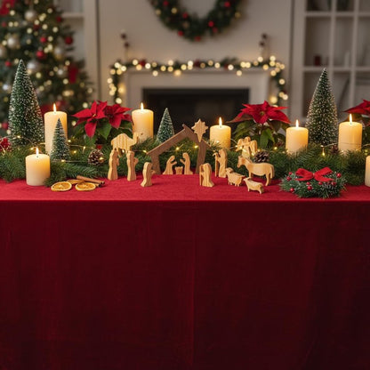 Wooden Nativity Set – Nativity sets & figures | Xmas nativity set – christian christmas decor – Christmas Décor 2025 – Natural Solid Wood Tabletop – Xmas christian set
