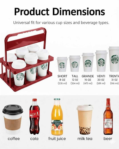 drink carrier for delivery drink holder carrier with handle reusable drink holder bag drink carrier bag cup car carriers for hot or cold food travel delivery driver essentials insulated Cooler Red