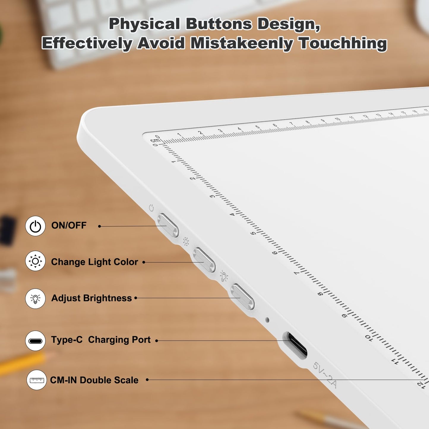 Elice Rechargeable A3 Light Pad for Diamond Painting, Magnetic LED Light Board with Physical Button, Super Bright Diamond Art Light Pad, Ultra-Thin Light Box for Tracing, Weeding Vinyl, Artists -White