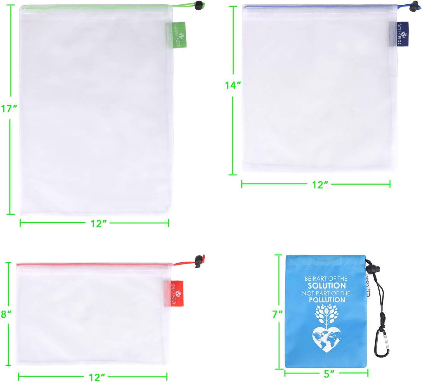 Reusable Bags - Zero Waste Color-Coded Mesh Produce Bags