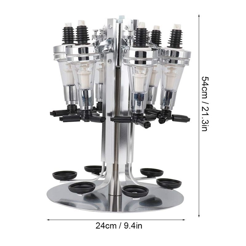 Liquor Dispenser, Alcohol Bar Rotating Liquor Holder Stainless Steel 6 Bottle Professional Revolving Liquor Dispenser