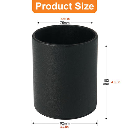 HEISHAYU PU Leather Pencil Pen Holder Cup Stand,Desk Accessories Holder,Makeup Brush Storage Organizer,Desktop Stationery Organizer for Office School Home Supplies (Black)
