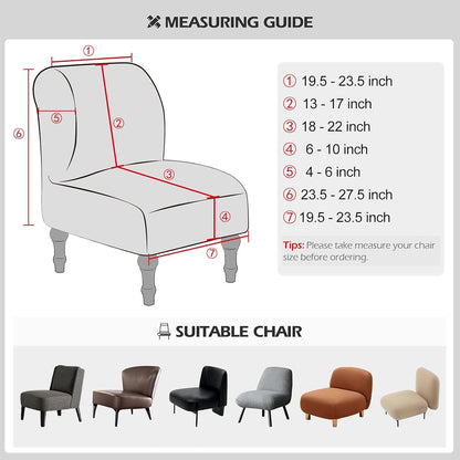 2 Armless Armless Leorate Pcs Velvet Chair Slipcover, High Stretch Slipper Chair Cover, Removable & Washable Accent