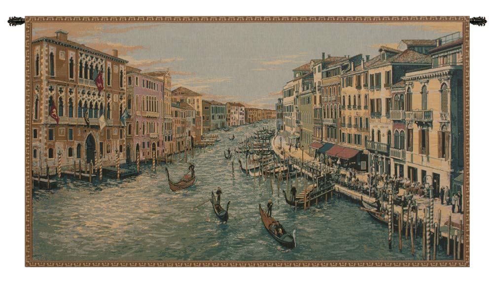 Charlotte Home Furnishings Italian Tapestry Wall Hanging 36 x 54 in Grand Canal Wall Art Woven Boho Tapestry for Bedroom Aesthetic Living Room and Home Decor European Soft Cotton Jacquard Woven