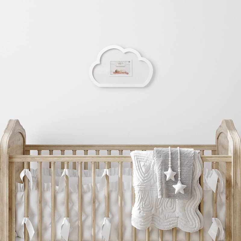 Kate Aspen Baby Shower Guest Book Cloud Frame with Wooden Rain Drops Guestbook Alternative, Nursery Decor, Baby Shower Decorations, Sonogram Picture Frame
