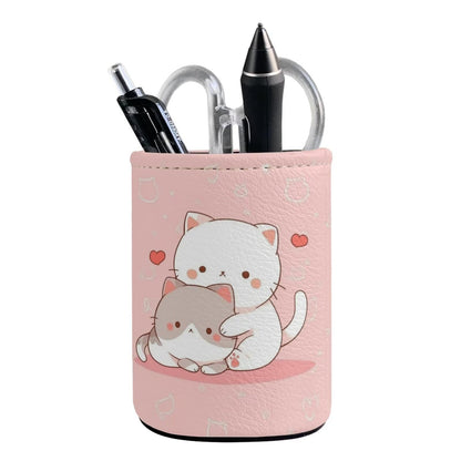 Upetstory Kawaii Cat Pencil Holder for Desk Pencil Cup Pen Holders Makeup Brush Holders Sturdy Pen Cup Pot Desktop Organizer Office Storage Pouch for Kids Teens Adults