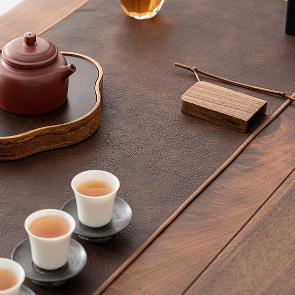 1331.5 Inch Waterproof PU Leather Table Runner, Vintage Coffee/Tea Mats, Heat Resistant & Wipe Clean, Bedside