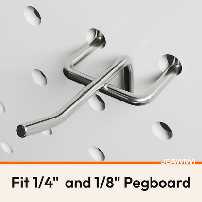 JEAWIWI 120 Pack 2 Inch Metal Pegboard Hooks, Fit 1/4 in and 1/8 in Peg Board Organizer Accessories, for Hanging Storage, Garages, Tool Sheds, Basements