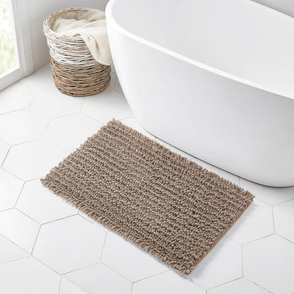 Walensee Non Slip Bathroom Rug (32x20 Inch, Taupe) - Water Absorbent, Soft Shaggy Chenille, Machine Washable Bath Mat